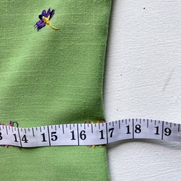 Lavande Green Sheath Sleeveless Midi Dress with Colorful‎ Embroidered Flowers - Picture 12 of 14